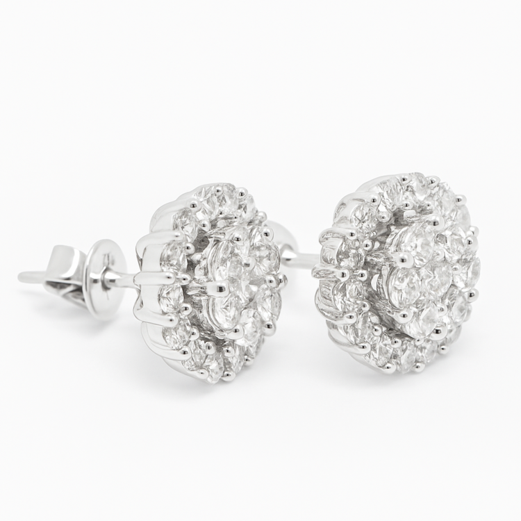18K White Gold Diamond Earstud