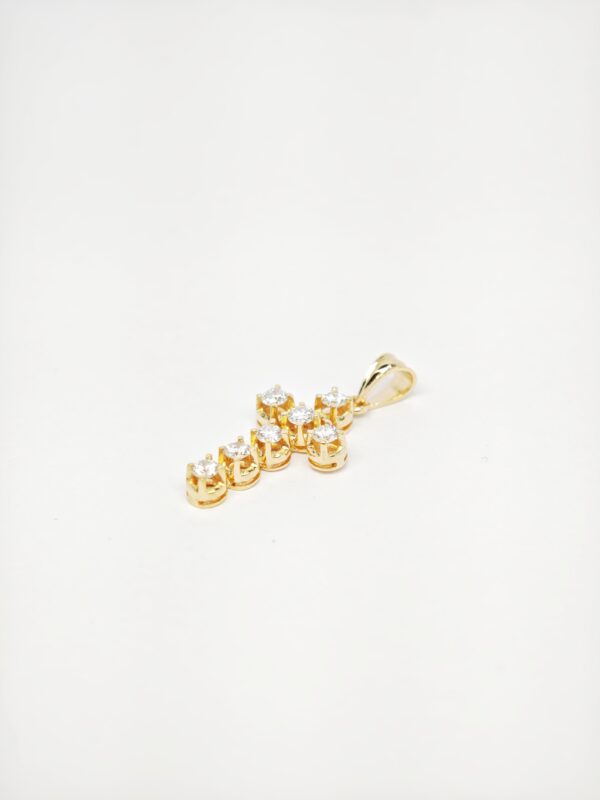 18K Yellow Gold Diamond Cross Pendant