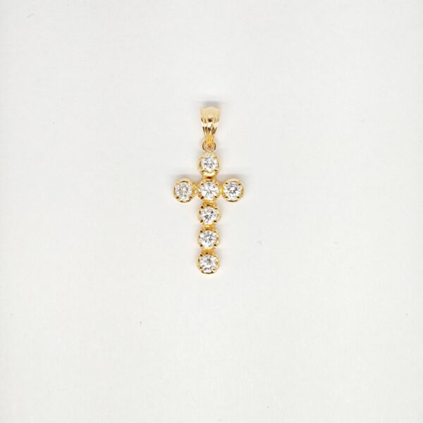 18K Yellow Gold Diamond Cross Pendant