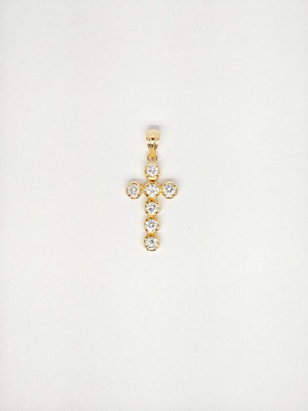 18K Yellow Gold Diamond Cross Pendant
