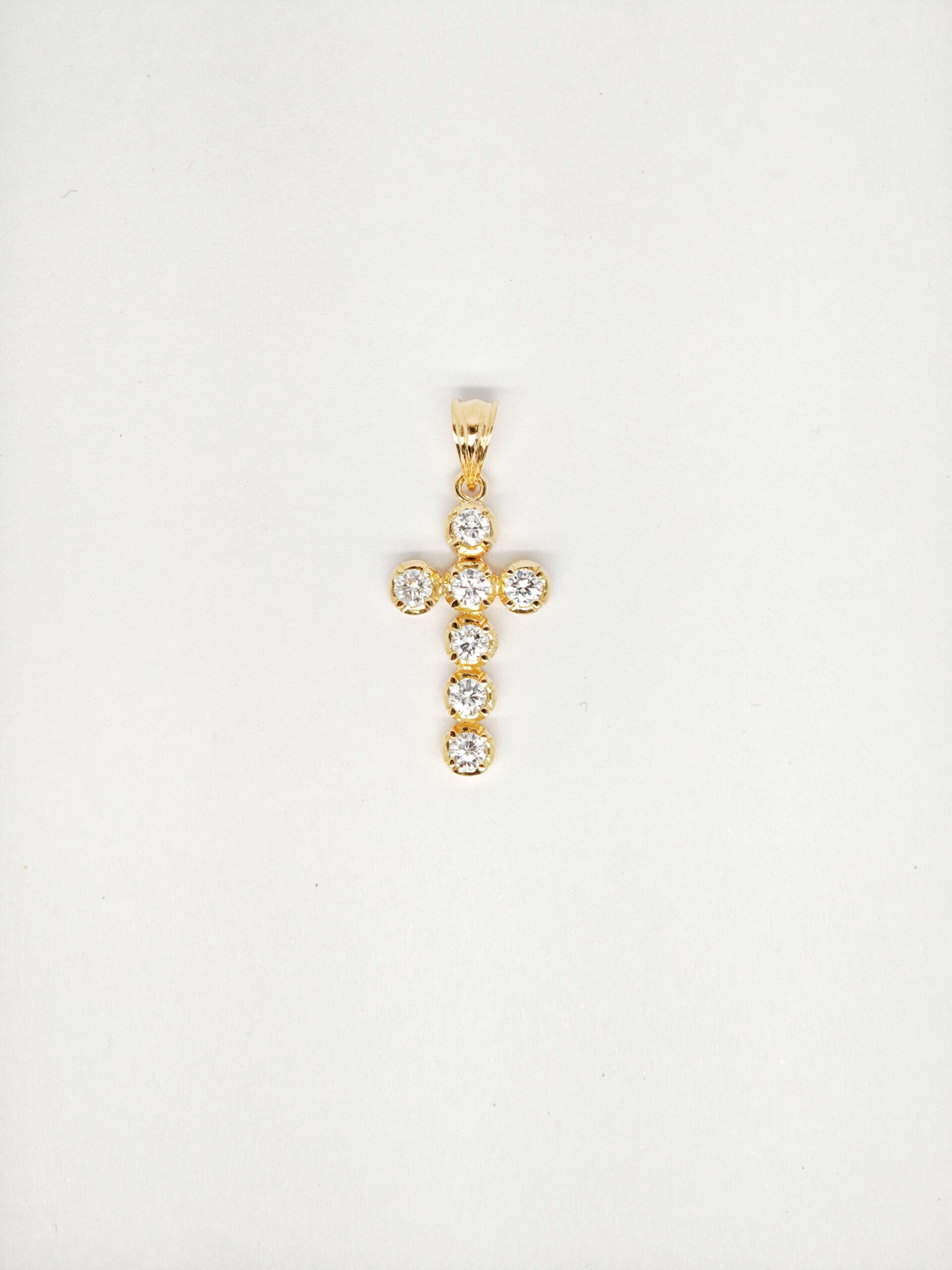18K Yellow Gold Diamond Cross Pendant