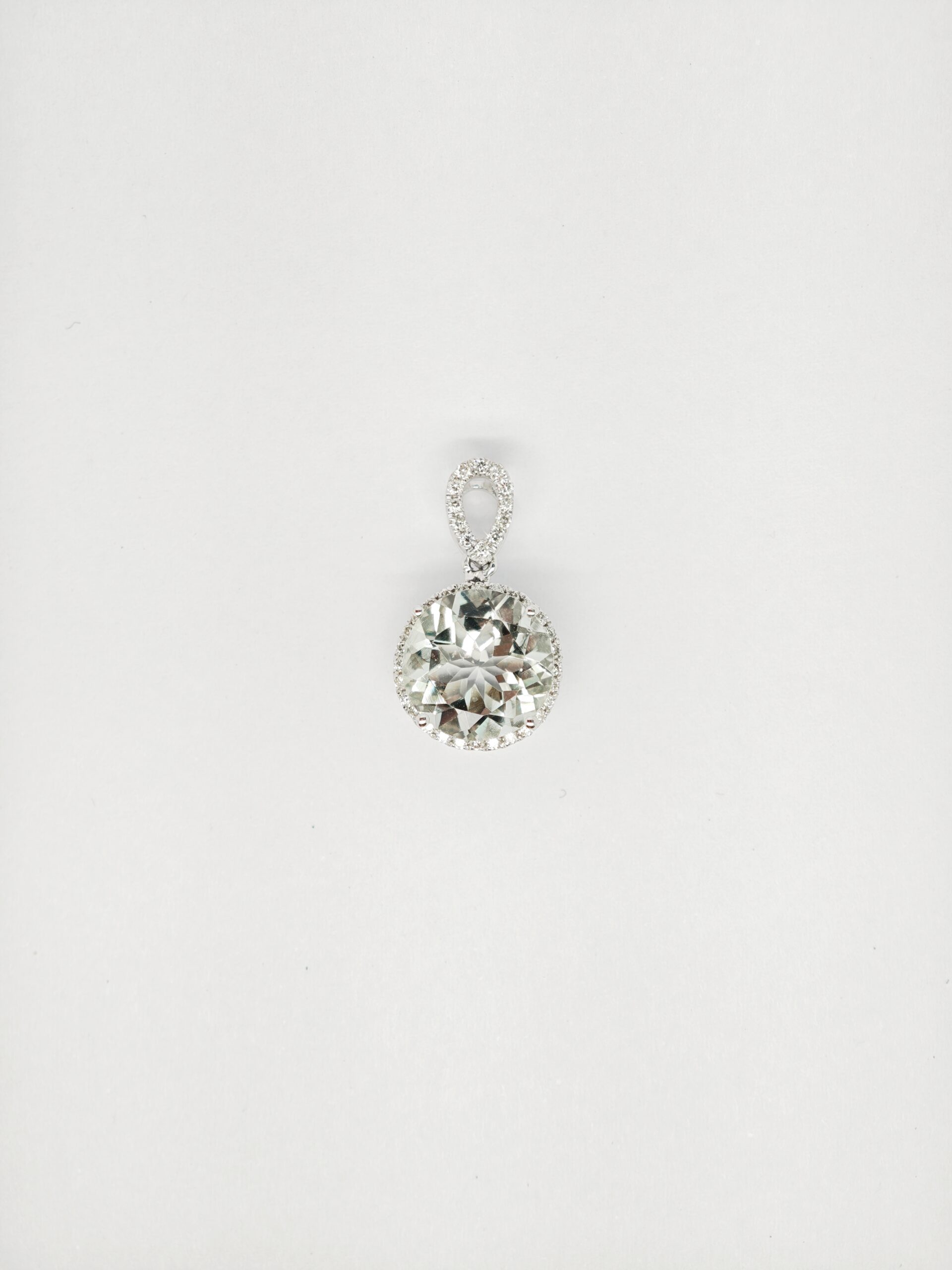 18K White Gold Diamond & Stone Pendant
