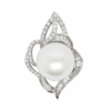18K White Gold Diamond & Pearl Pendant