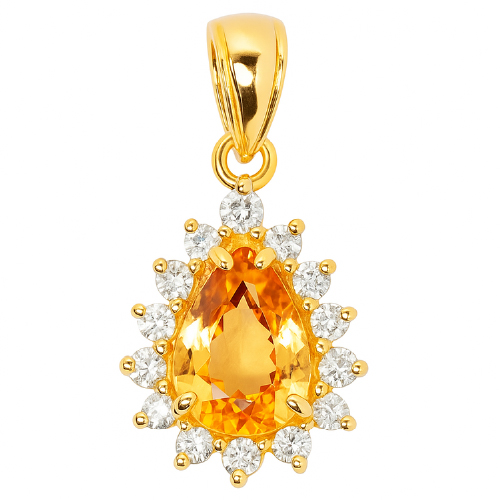 20K Yellow Gold Diamond & Semi Precious Stone Pendant