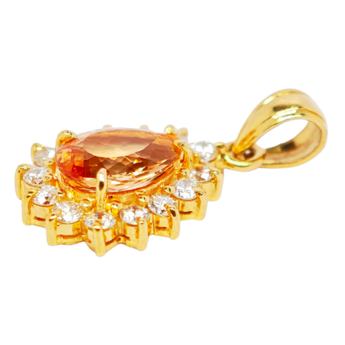 20K Yellow Gold Diamond & Semi Precious Stone Pendant