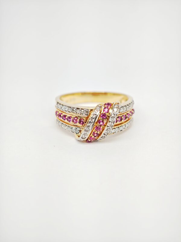 9K Yellow Gold Diamond & Ruby Ring 2 Tone