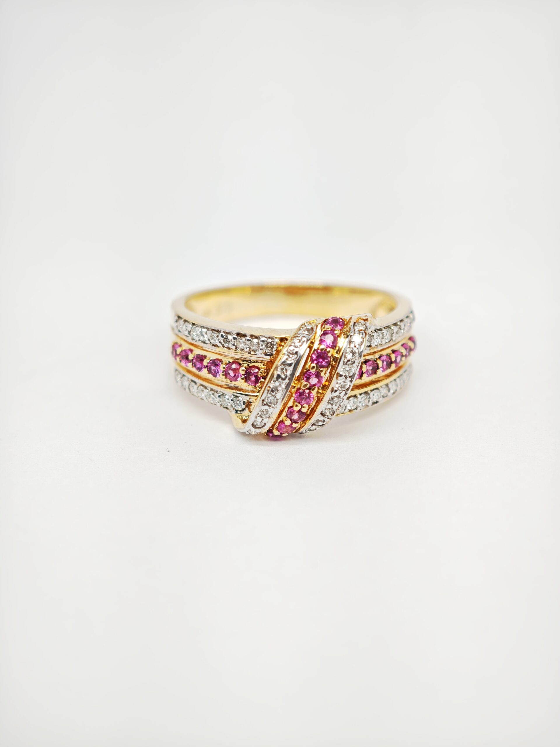 9K Yellow Gold Diamond & Ruby Ring 2 Tone