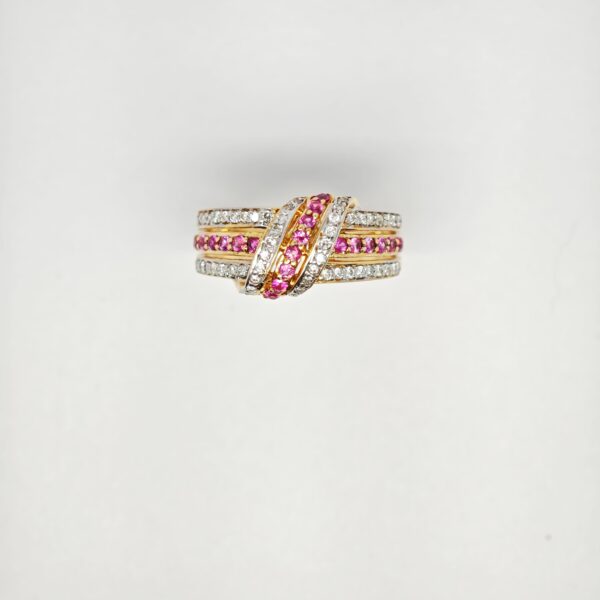 9K Yellow Gold Diamond & Ruby Ring 2 Tone