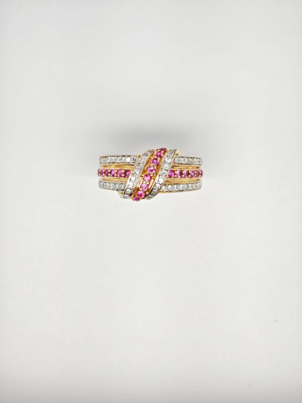 9K Yellow Gold Diamond & Ruby Ring 2 Tone