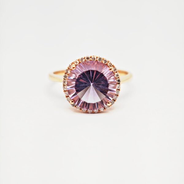 18K Rose Gold Diamond & Amethyst Ring