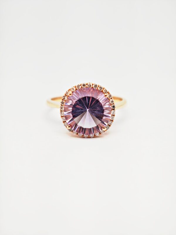 18K Rose Gold Diamond & Amethyst Ring