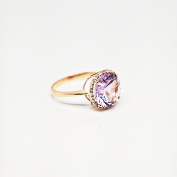 18K Rose Gold Diamond & Amethyst Ring