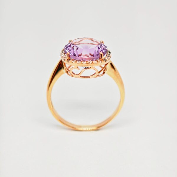 18K Rose Gold Diamond & Amethyst Ring