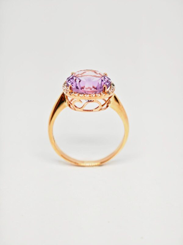 18K Rose Gold Diamond & Amethyst Ring