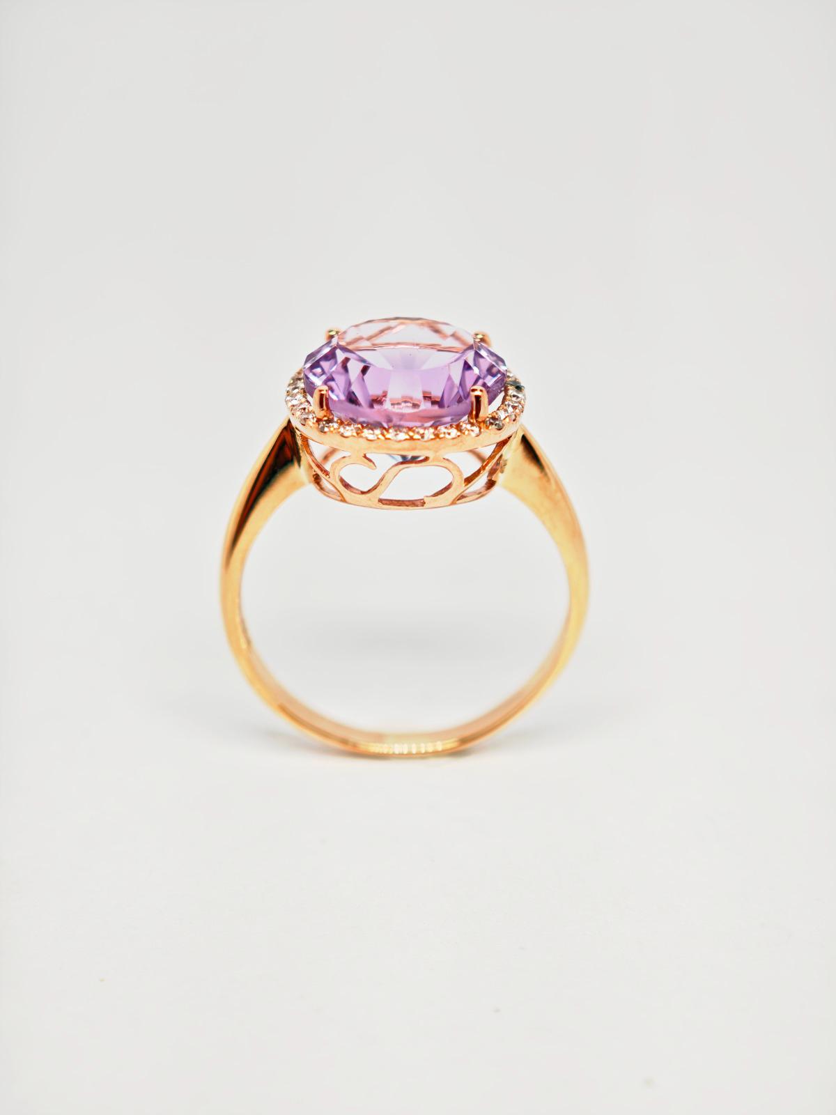 18K Rose Gold Diamond & Amethyst Ring