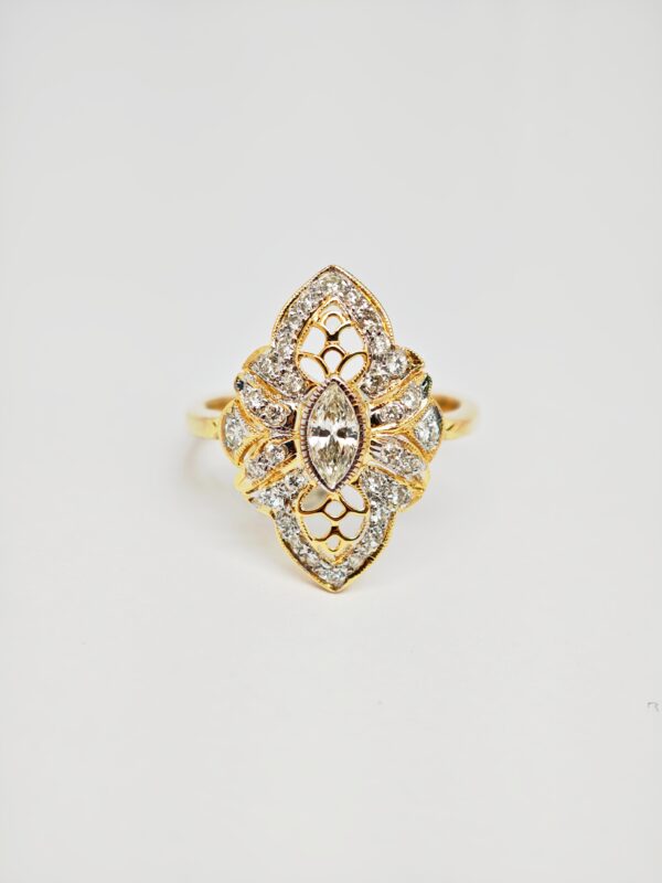 18K Yellow Gold Diamond Ring 2 Tone