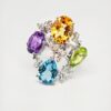 18K White Gold Diamond & Semi Preciou Stone Ring