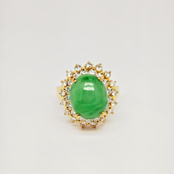 22K Yellow Gold Diamond & Jade Ring