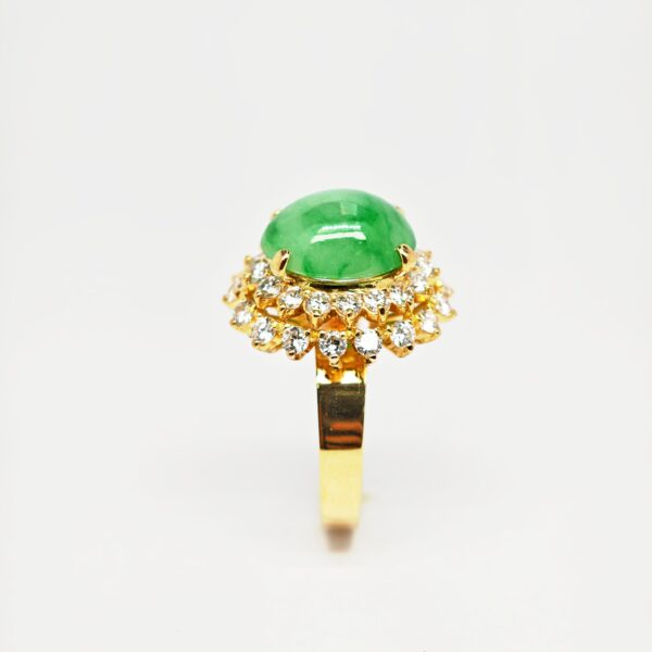 22K Yellow Gold Diamond & Jade Ring