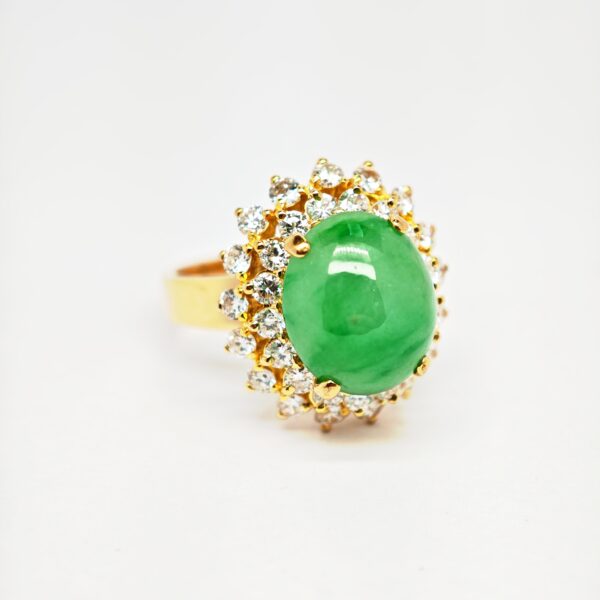 22K Yellow Gold Diamond & Jade Ring