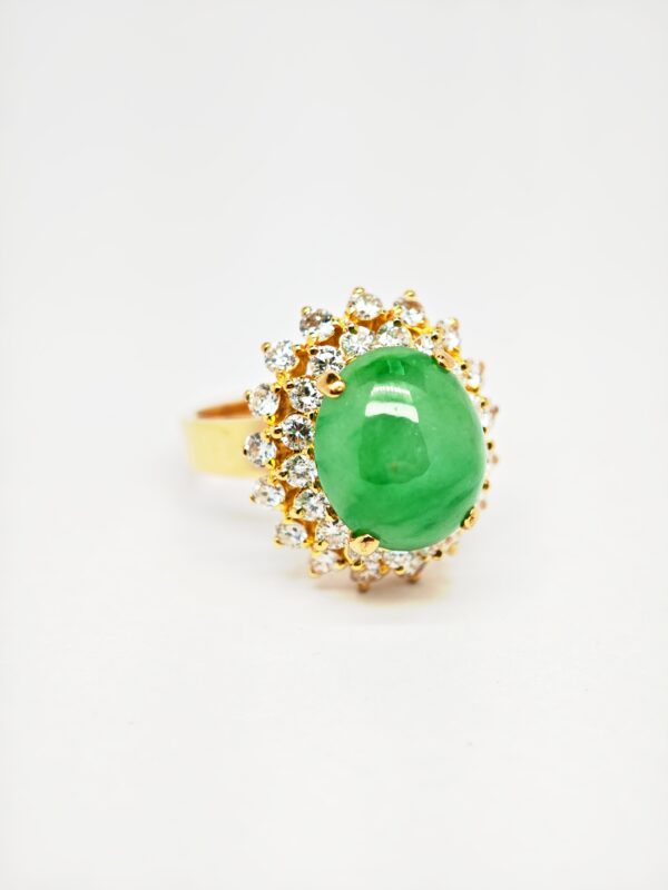 22K Yellow Gold Diamond & Jade Ring