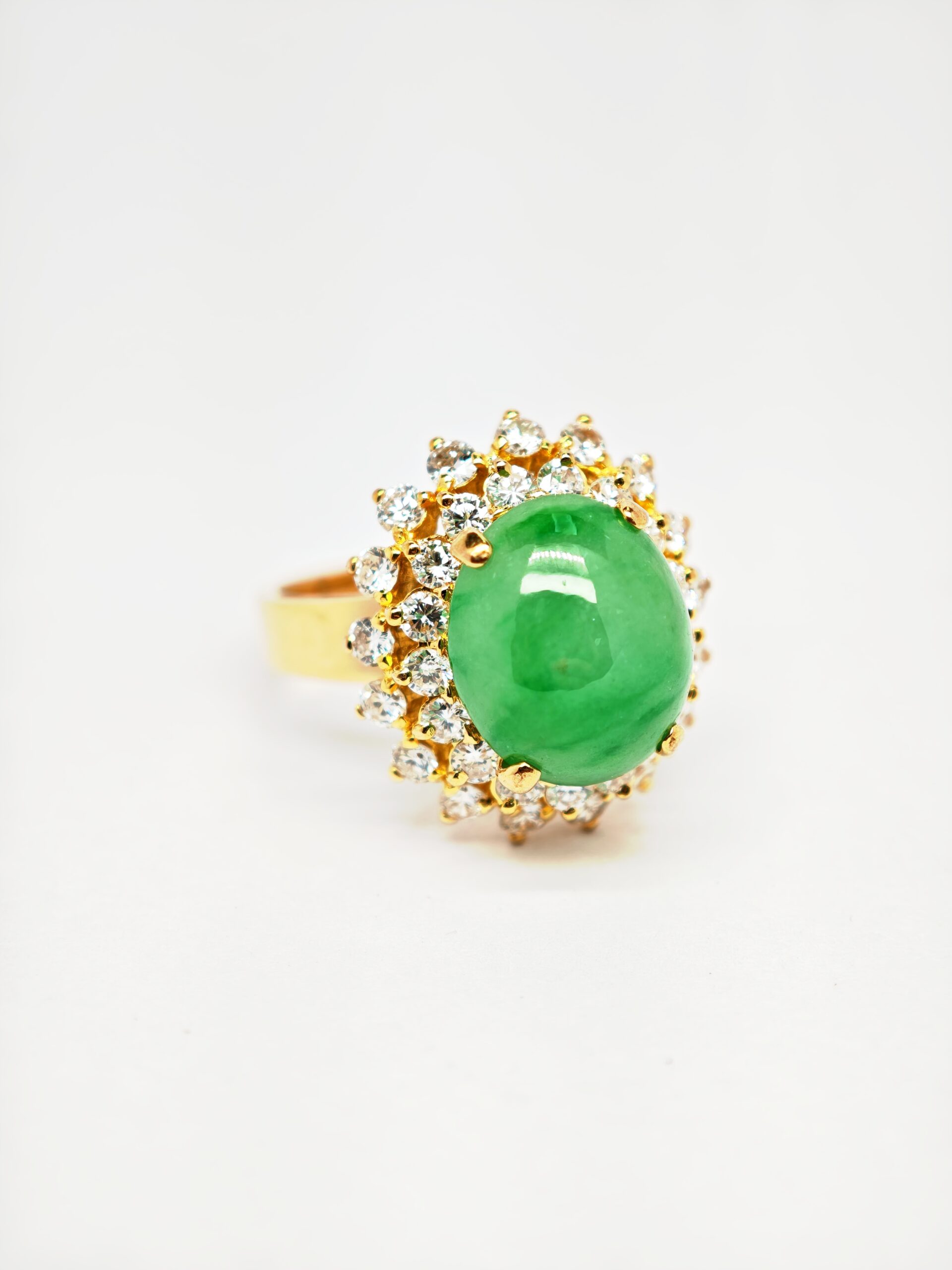 22K Yellow Gold Diamond & Jade Ring