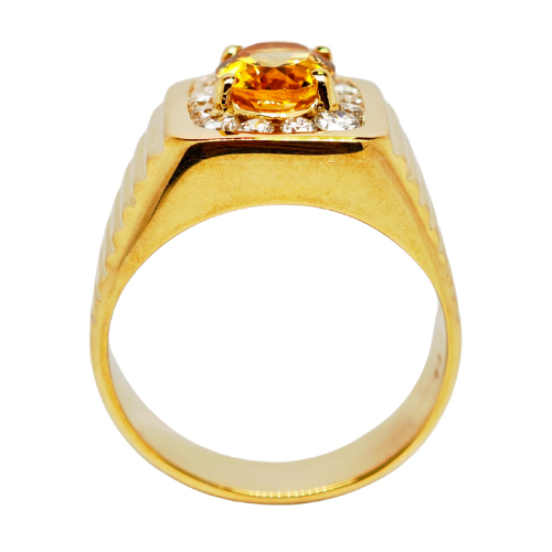 18K Yellow Gold Diamond & Citrine Ring