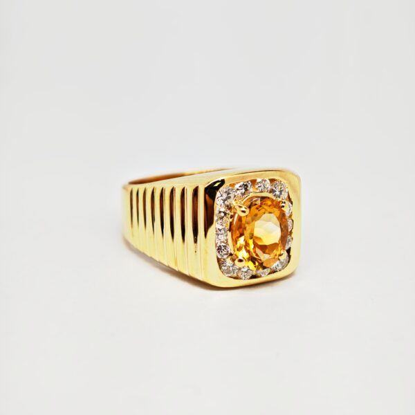 18K Yellow Gold Diamond & Citrine Ring
