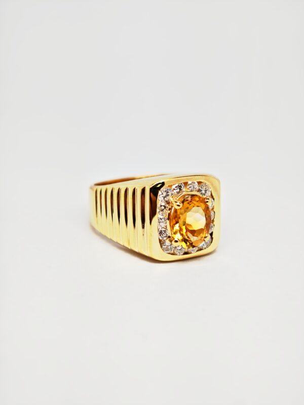 18K Yellow Gold Diamond & Citrine Ring