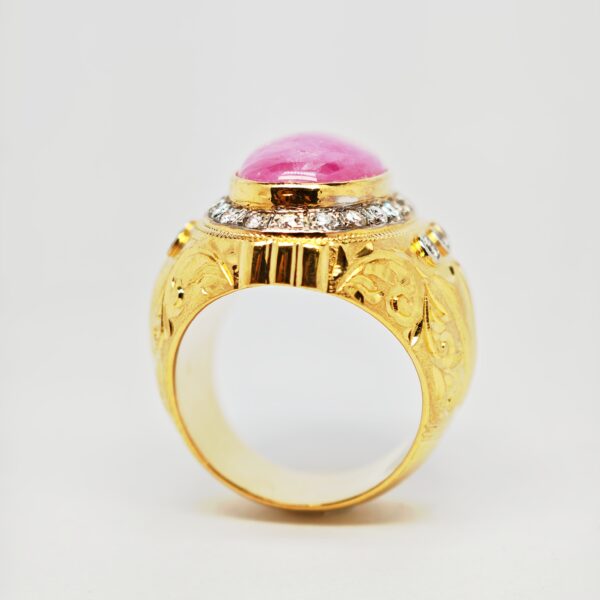 22K Yellow Gold Diamond & Ruby Ring 2 Tone
