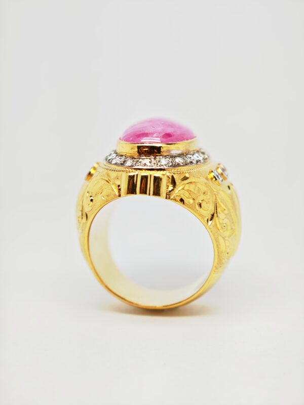 22K Yellow Gold Diamond & Ruby Ring 2 Tone