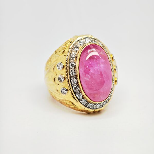 22K Yellow Gold Diamond & Ruby Ring 2 Tone