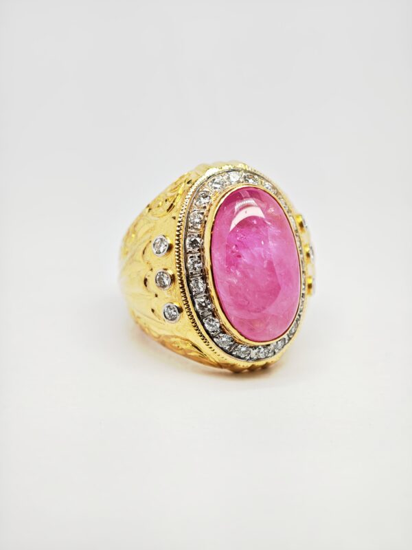 22K Yellow Gold Diamond & Ruby Ring 2 Tone