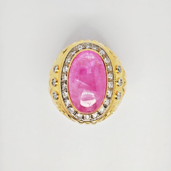 22K Yellow Gold Diamond & Ruby Ring 2 Tone