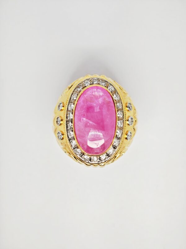 22K Yellow Gold Diamond & Ruby Ring 2 Tone