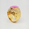 22K Yellow Gold Diamond & Ruby Ring 2 Tone