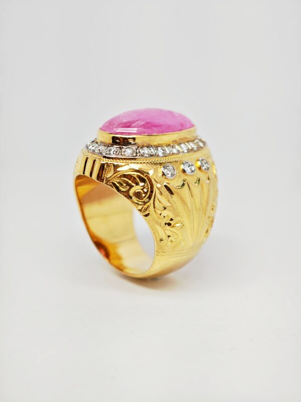 22K Yellow Gold Diamond & Ruby Ring 2 Tone