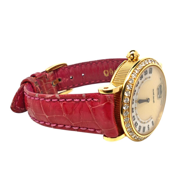 18K Yellow Gold Gerald Genta Geneve Retro Classic Jumping Hour Diamond