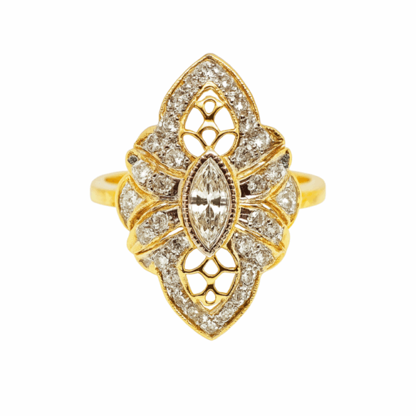 18K Yellow Gold Diamond Ring 2 Tone