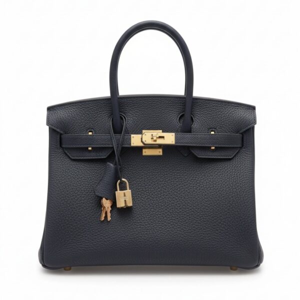 HERMES BRIKIN 25 LEATHER HANDBAG W/RODEO CHARM