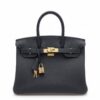 HERMES BRIKIN 25 LEATHER HANDBAG W/RODEO CHARM