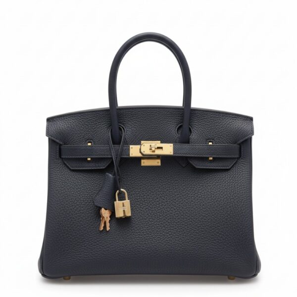 HERMES BRIKIN 25 LEATHER HANDBAG W/RODEO CHARM