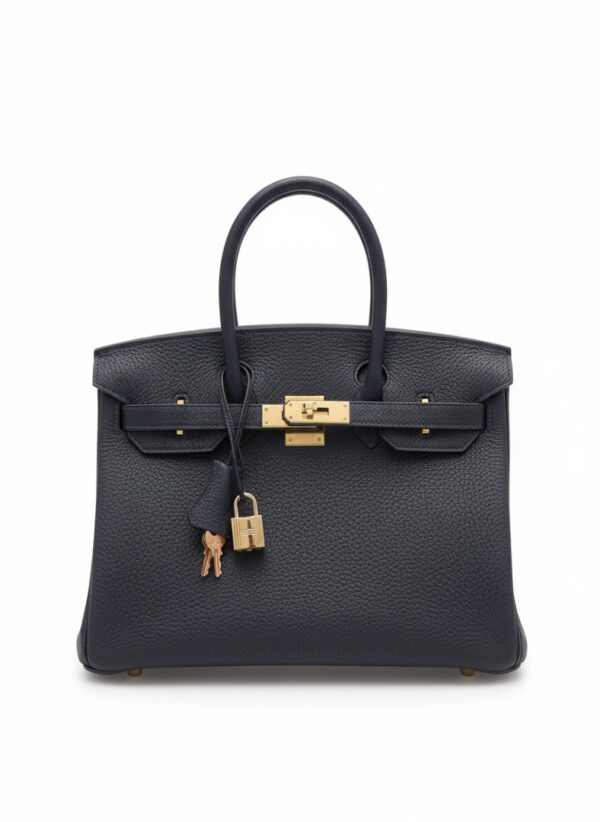 HERMES BRIKIN 25 LEATHER HANDBAG W/RODEO CHARM
