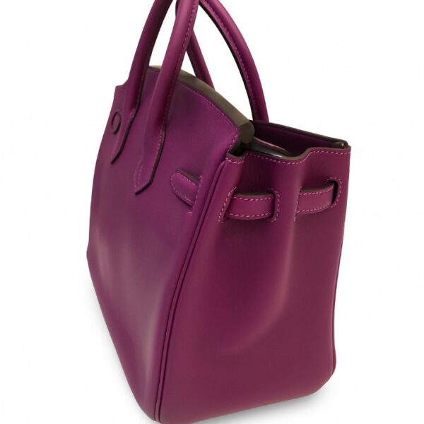 HERMES BRIKIN 30 LEATHER HANDBAG W/PADDOCK ROUGE CHARM SCARF