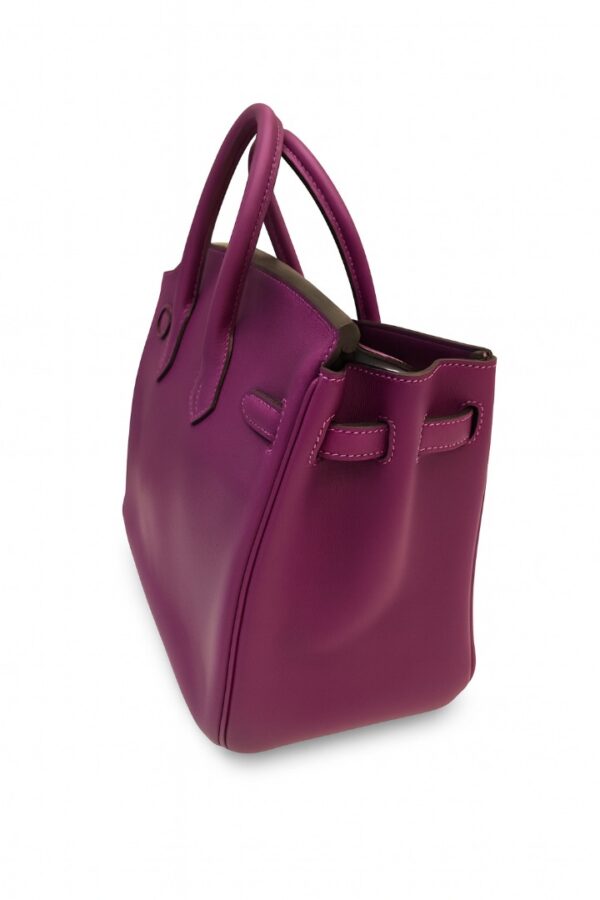 HERMES BRIKIN 30 LEATHER HANDBAG W/PADDOCK ROUGE CHARM SCARF