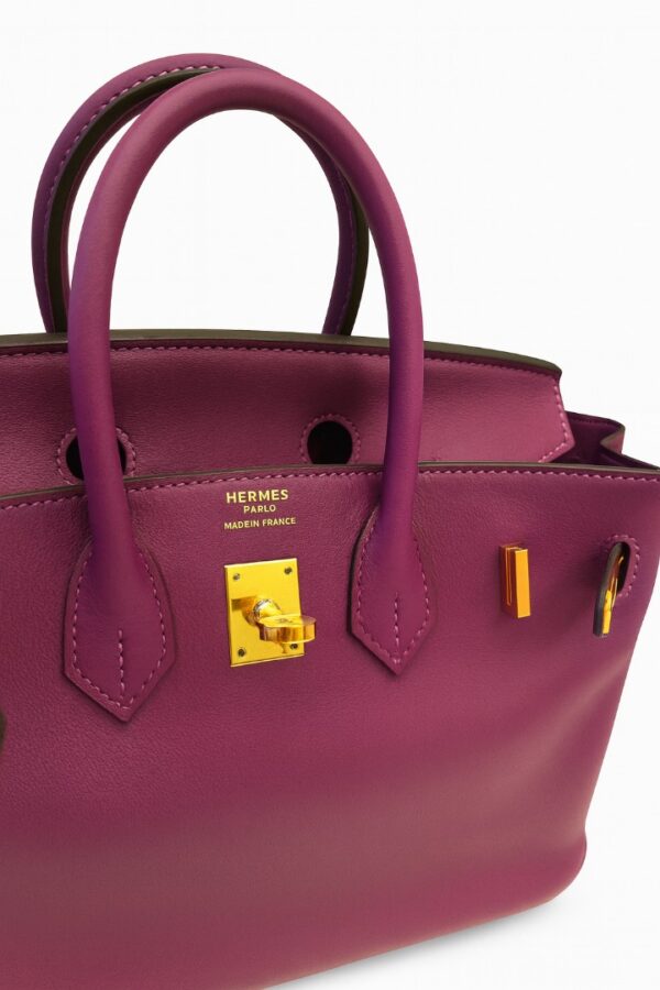HERMES BRIKIN 30 LEATHER HANDBAG W/PADDOCK ROUGE CHARM SCARF