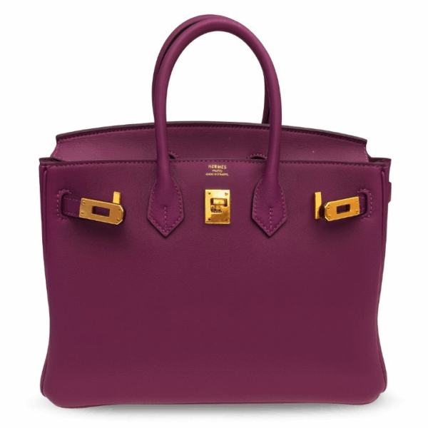 HERMES BRIKIN 30 LEATHER HANDBAG W/PADDOCK ROUGE CHARM SCARF