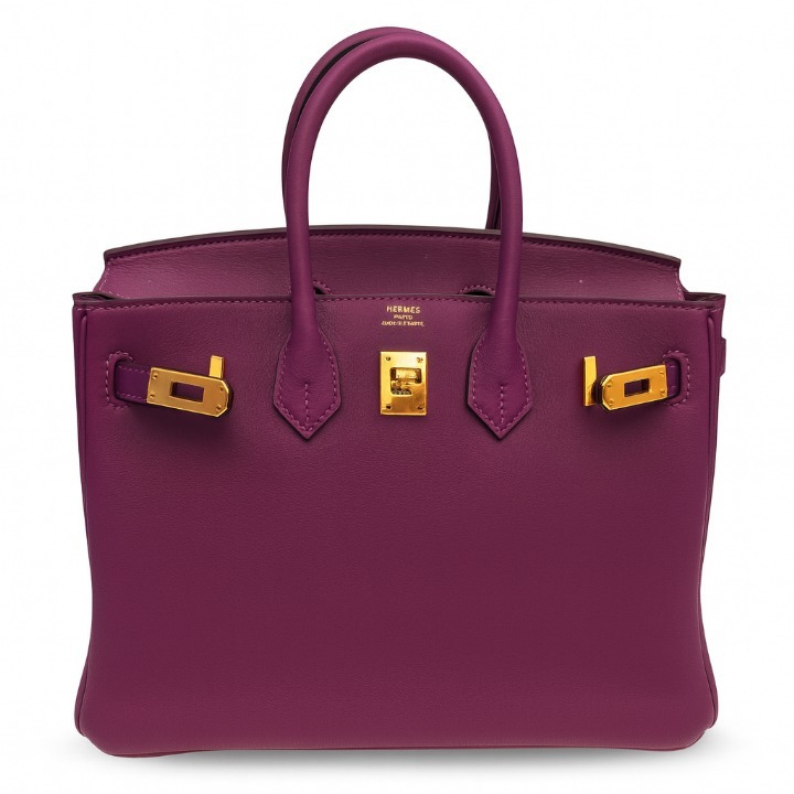 HERMES BRIKIN 30 LEATHER HANDBAG W/PADDOCK ROUGE CHARM SCARF