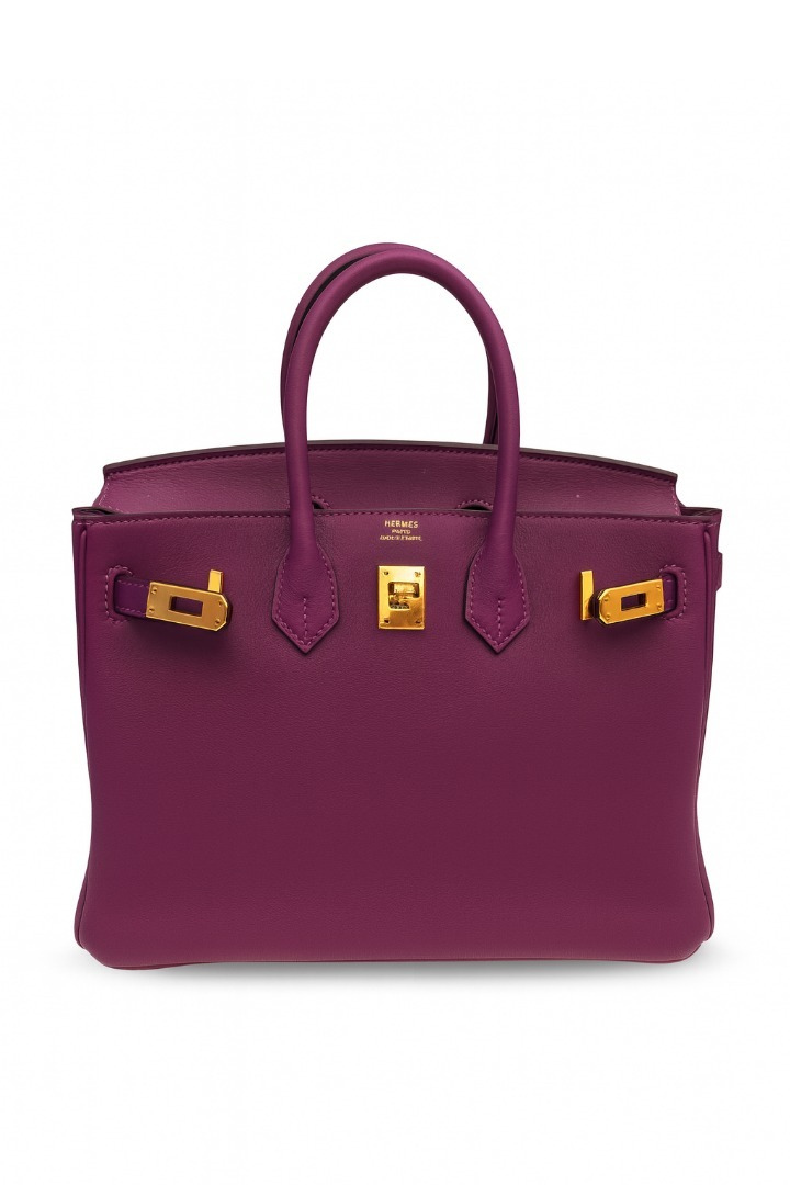 HERMES BRIKIN 30 LEATHER HANDBAG W/PADDOCK ROUGE CHARM SCARF