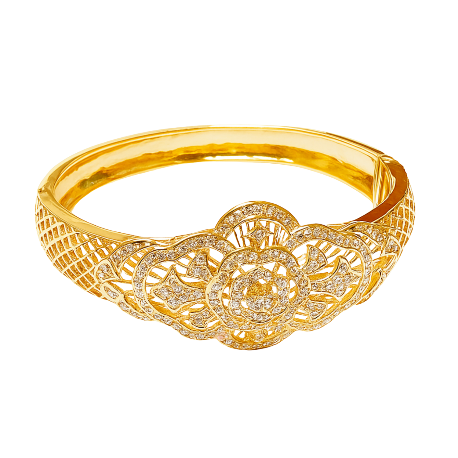 18K Yellow Gold Diamond Bangle 2 Tone